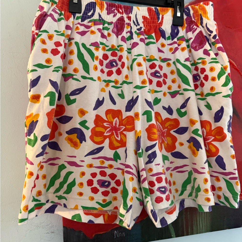 Vintage 90s Women's Shorts Floral Pattern High Rise Shorts Sz Medium M Elastic